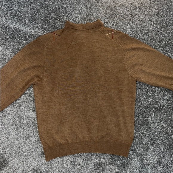 Grant Thomas 100% Extra Fine Italian Merino Wool Brown Argyle Sweater - Picture 4 of 4